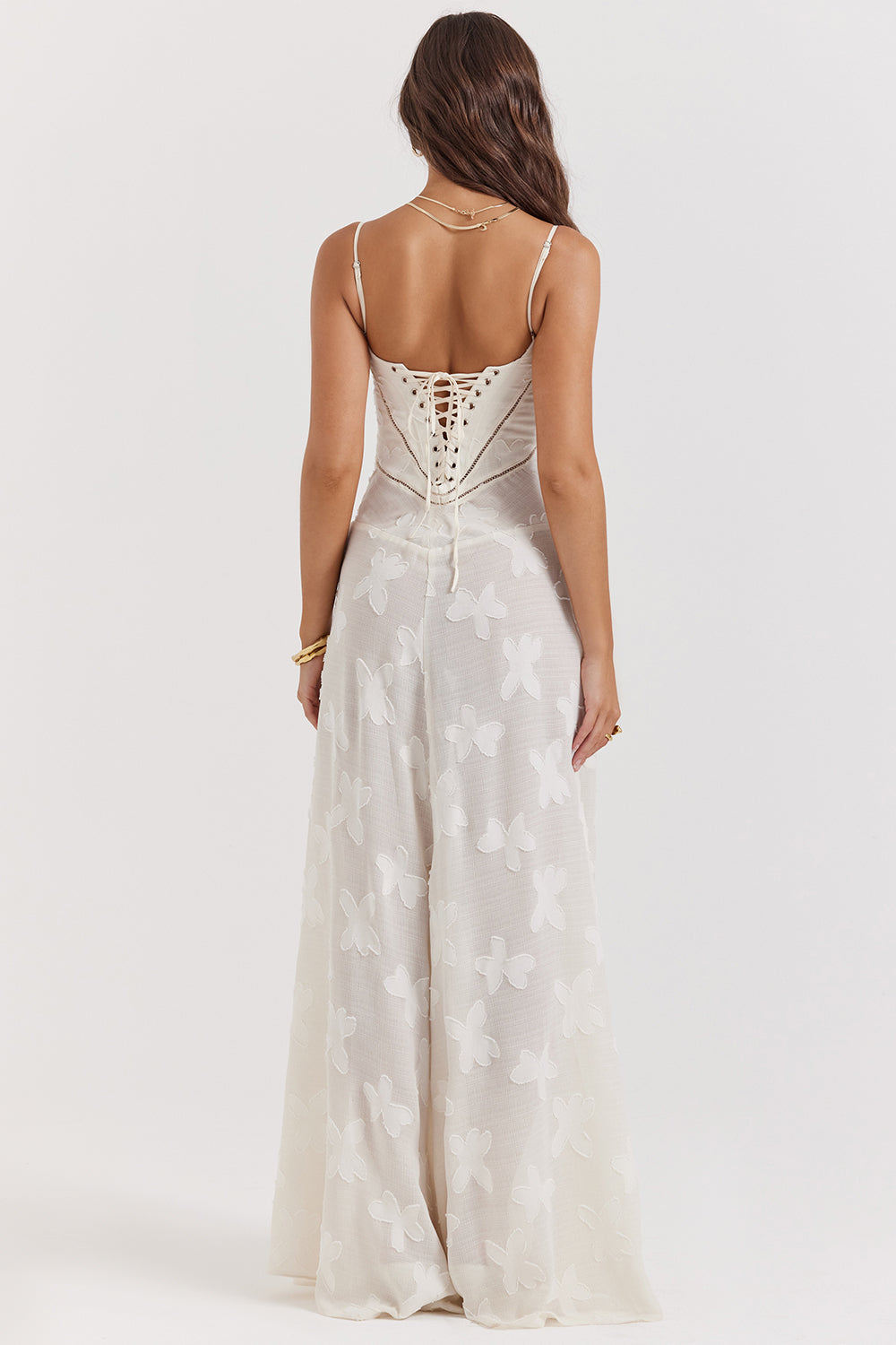 Sabine | Cremefarbenes Vintage Maxikleid