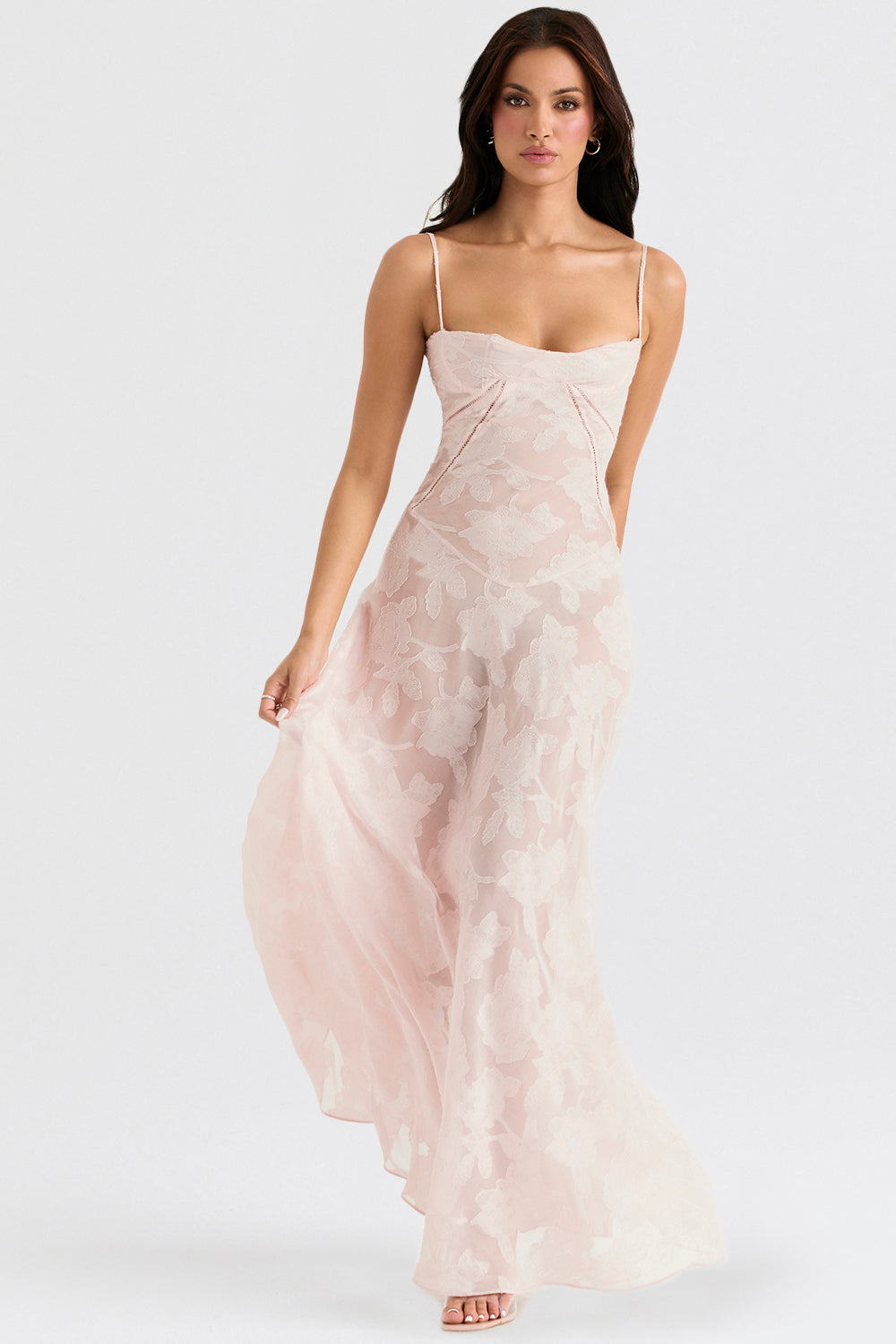 Sabine | Cremefarbenes Vintage Maxikleid