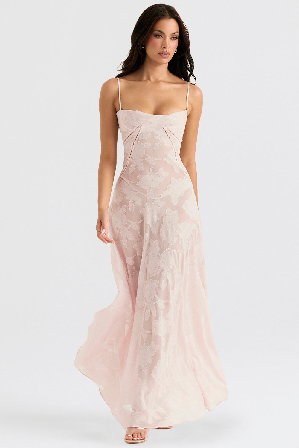 Sabine | Cremefarbenes Vintage Maxikleid