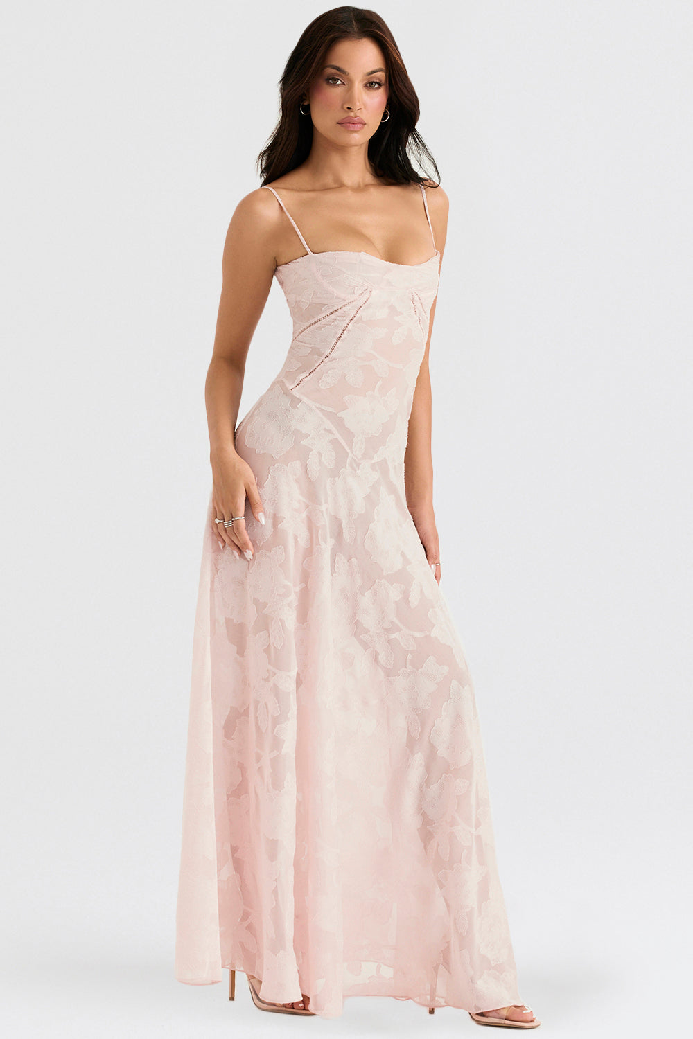 Sabine | Cremefarbenes Vintage Maxikleid