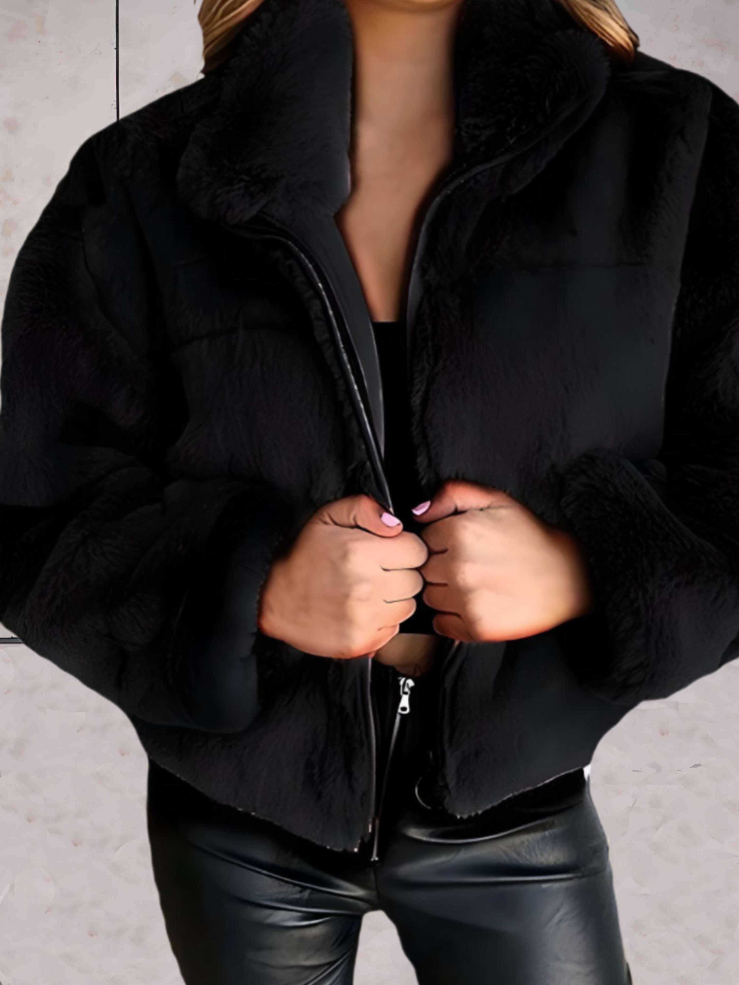 CozyFaux – Warme und kuschelige Kunstpelzjacke mit Reißverschluss