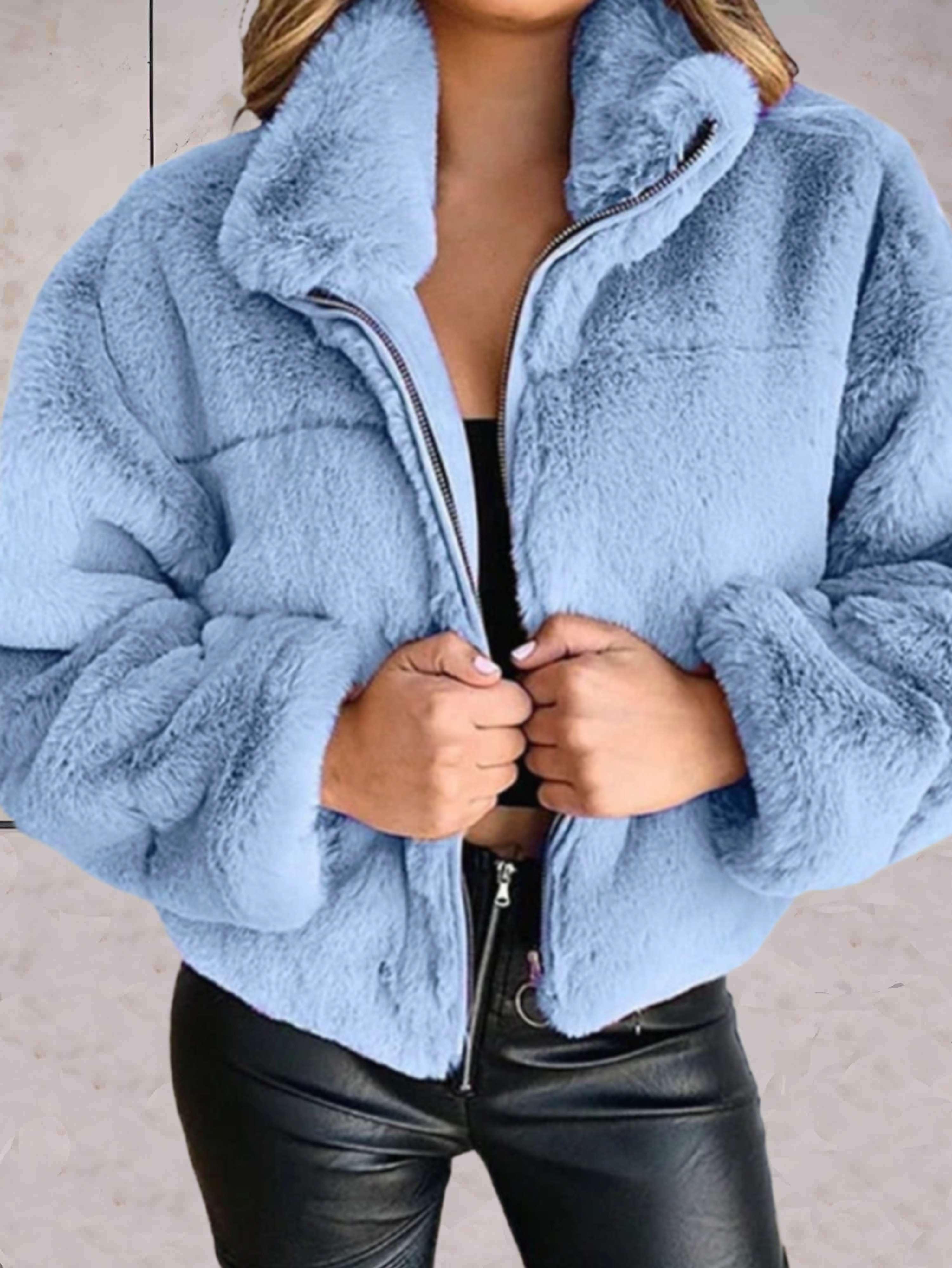 CozyFaux – Warme und kuschelige Kunstpelzjacke mit Reißverschluss