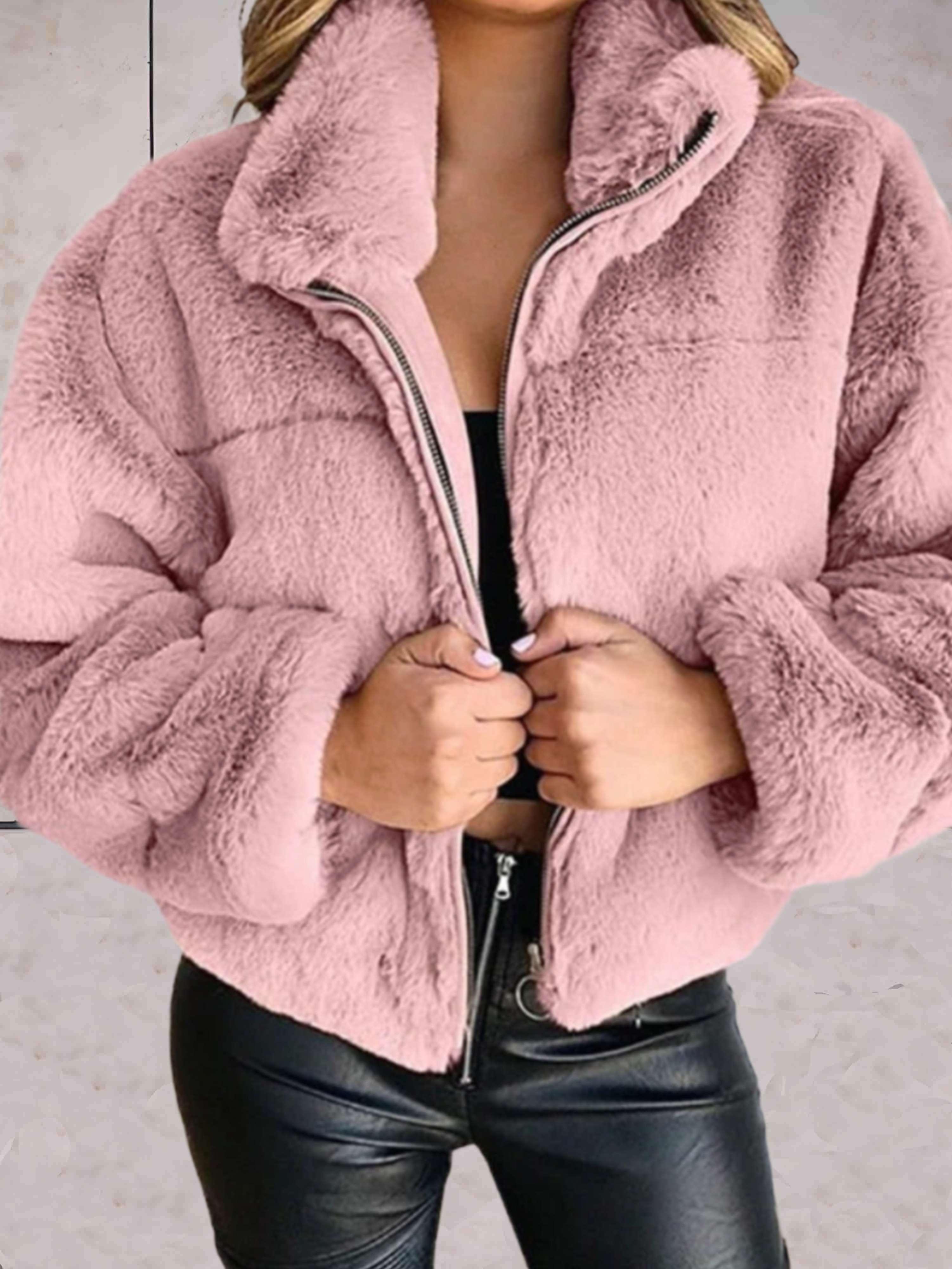 CozyFaux – Warme und kuschelige Kunstpelzjacke mit Reißverschluss