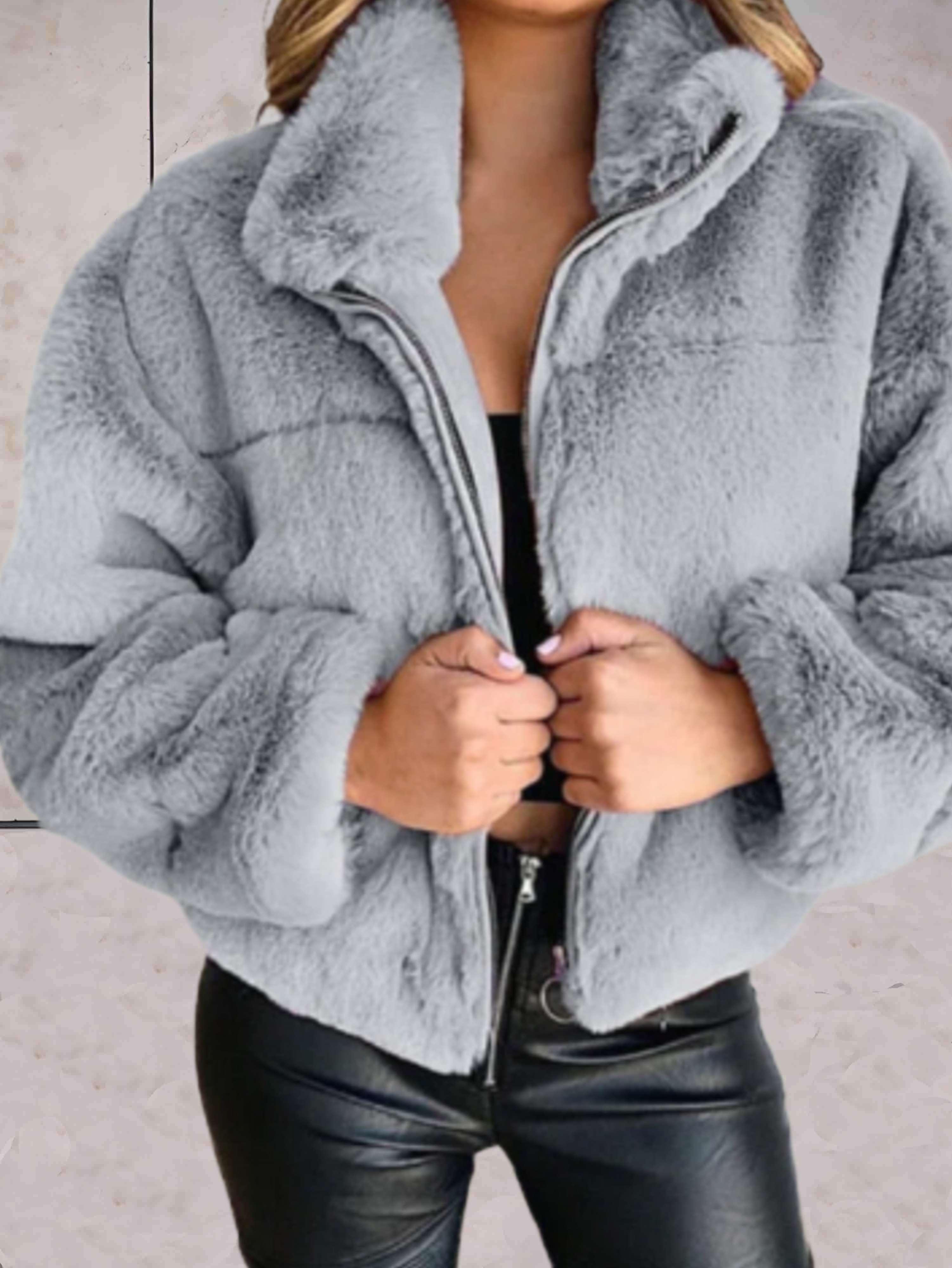 CozyFaux – Warme und kuschelige Kunstpelzjacke mit Reißverschluss