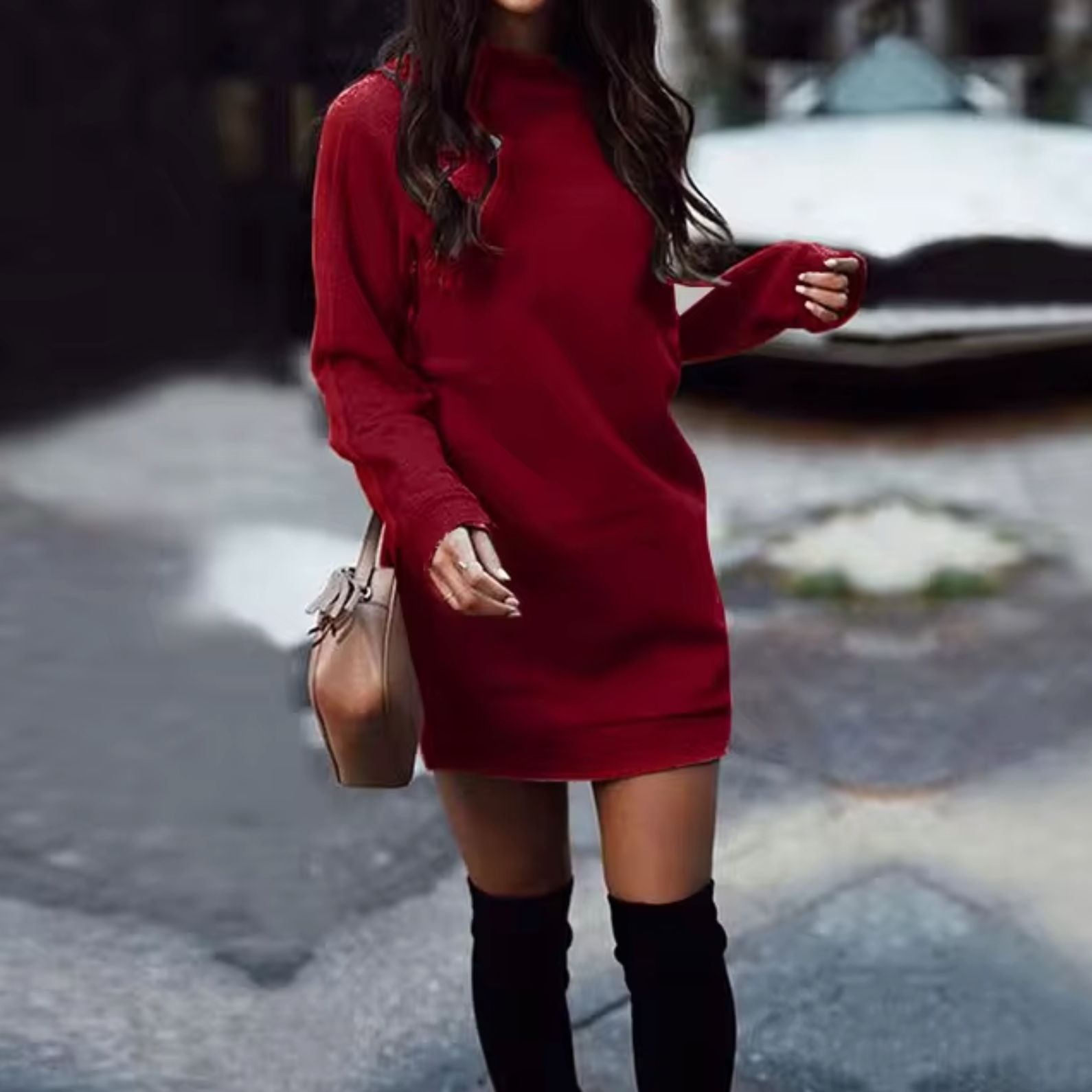 Miriam – Gestricktes Pulloverkleid mit langen Ärmeln