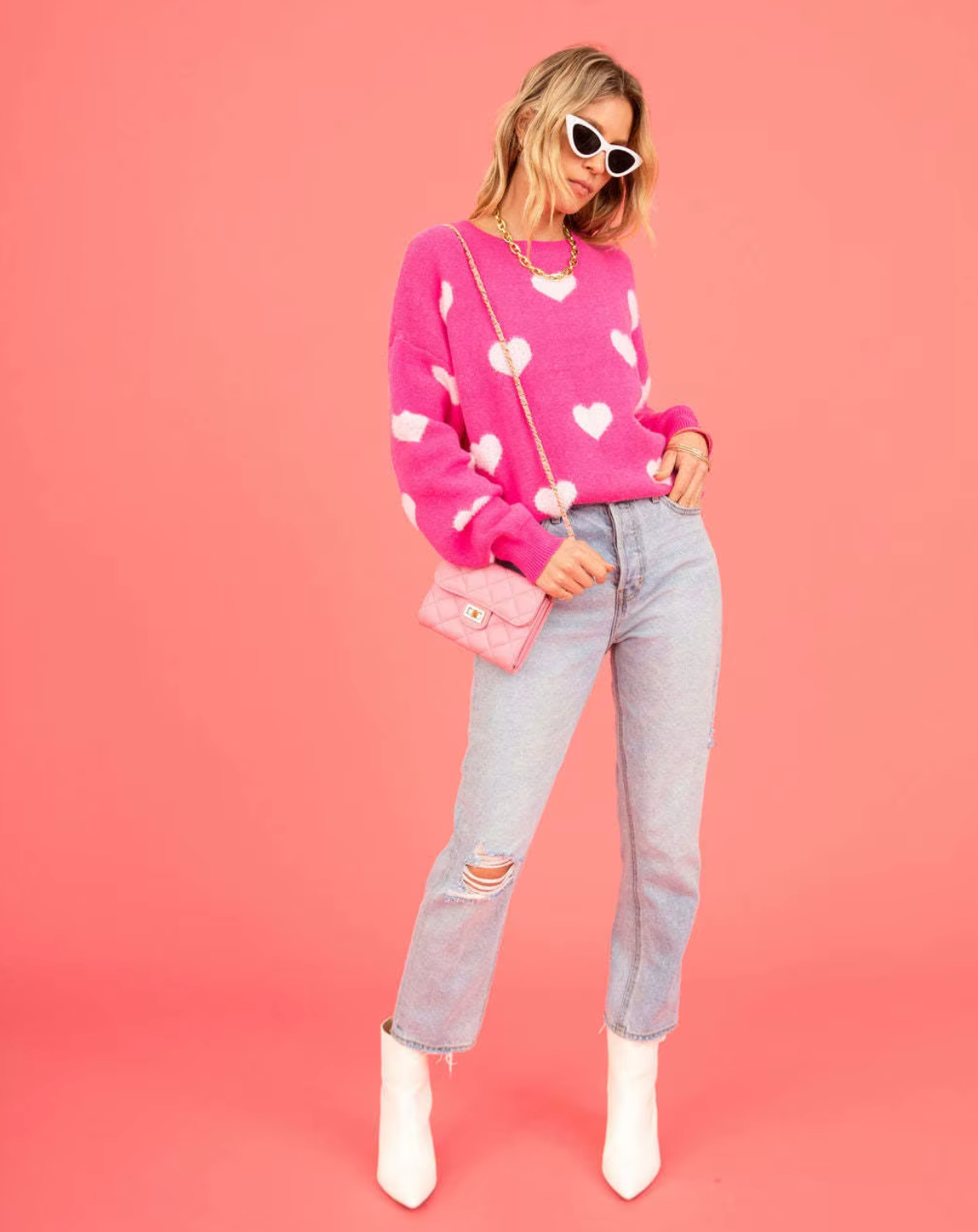 Giselle – Strickpullover mit Herz-Print