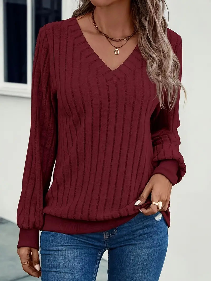 Maya – Gerippter pullover mit v-ausschnitt