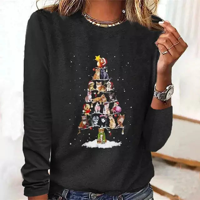 Miely | Damen Weihnachts-T-Shirt | Langarm