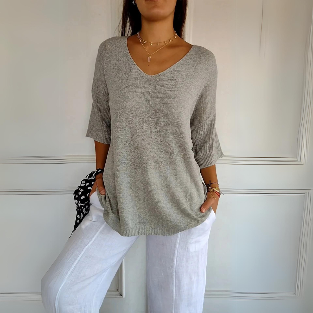 Casey - Lässiger V-Ausschnitt-Pullover für Damen