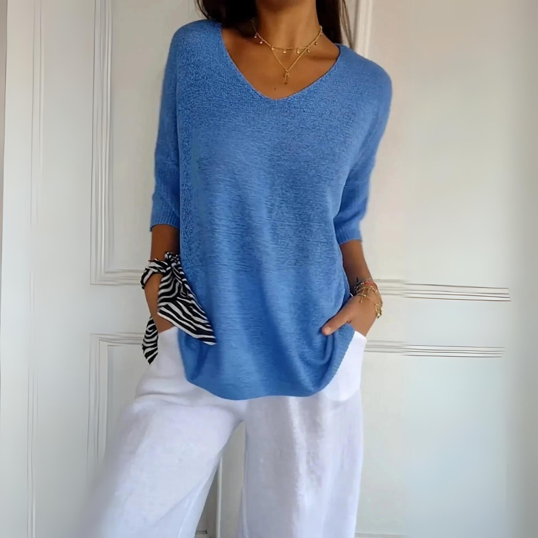 Casey - Lässiger V-Ausschnitt-Pullover für Damen