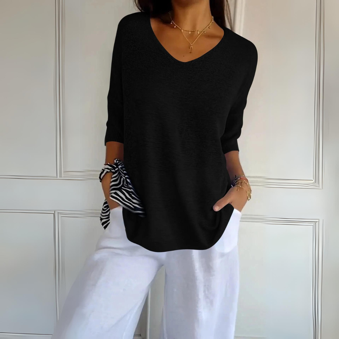 Casey - Lässiger V-Ausschnitt-Pullover für Damen