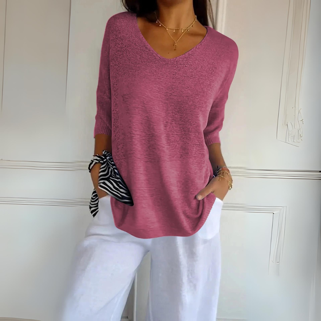 Casey - Lässiger V-Ausschnitt-Pullover für Damen