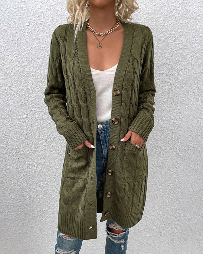 ﻿PureKnit – Langärmelige Strickjacke in Unifarbe