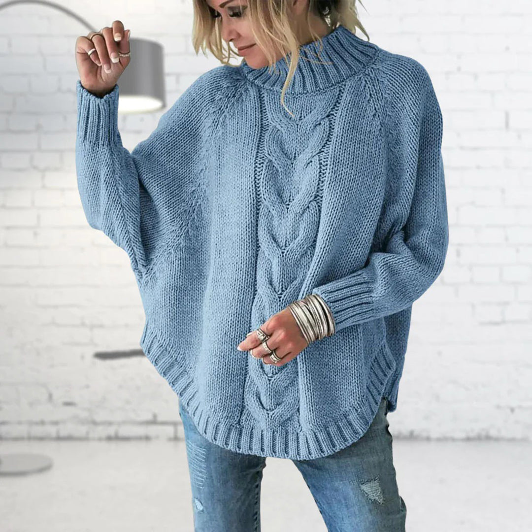 Leyla | Damen Warme Lässiger Strick Pullover | Rollkragen