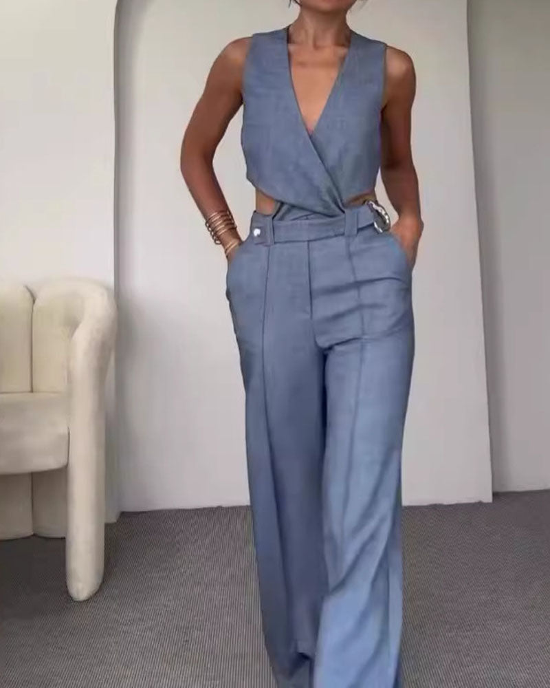 Leinen-Crop-Top und lange Hose - Jules