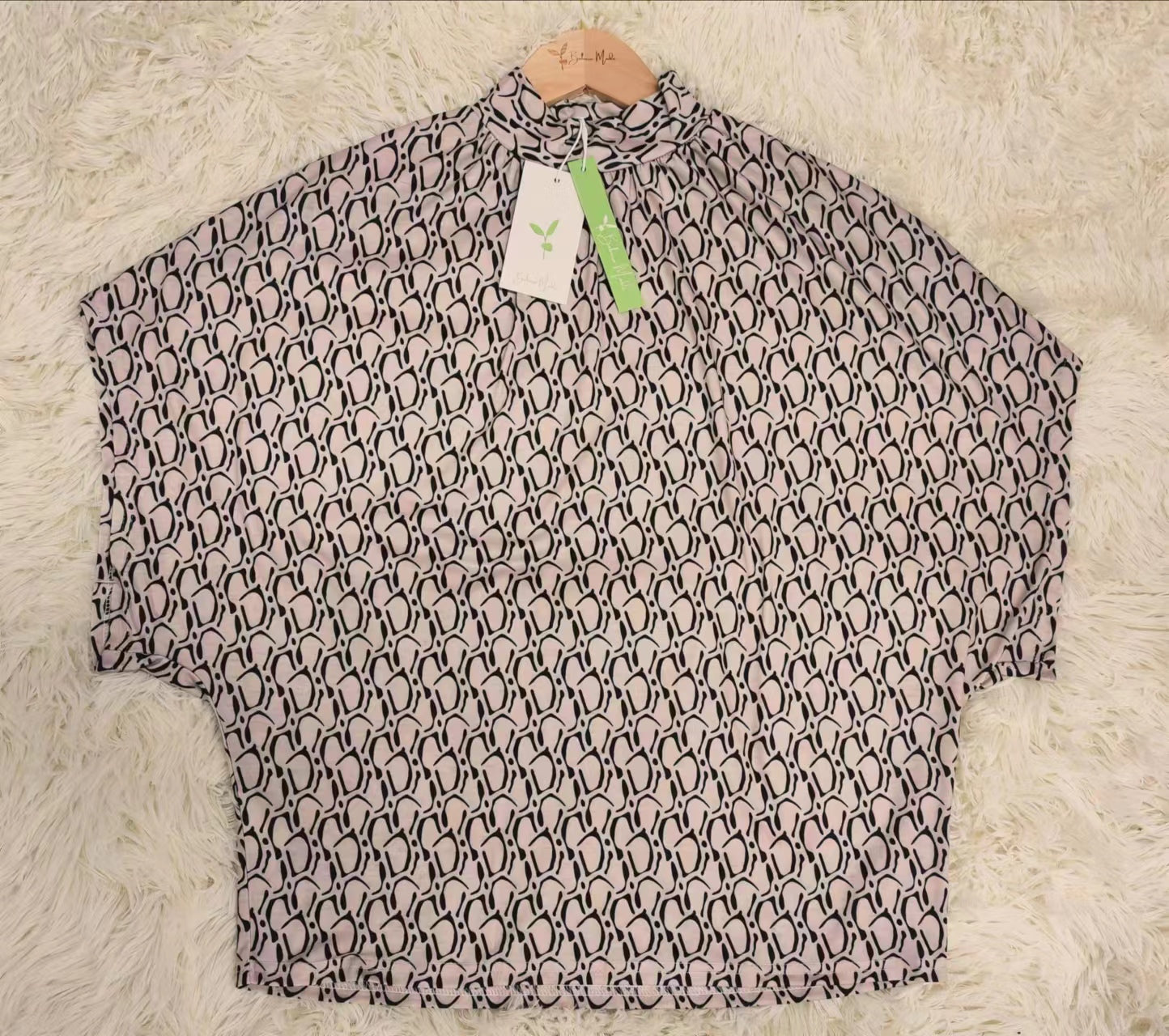 Avril - Retro Print Mock Neck Top