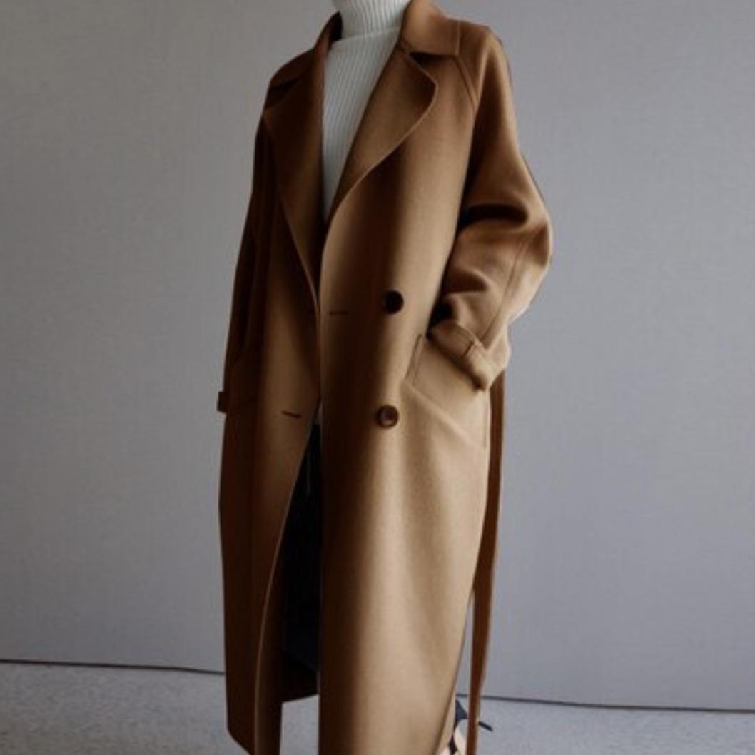 Adalee | Damen Winter Lang Trench Mantel |  Taillen Gürtel