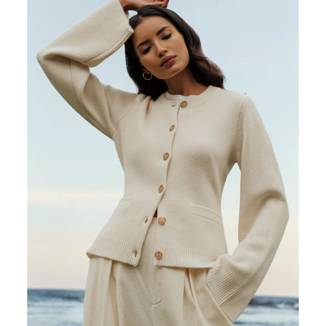 Janiye | Damen Lässig  Knopf Daunen Strickjacke | Warme