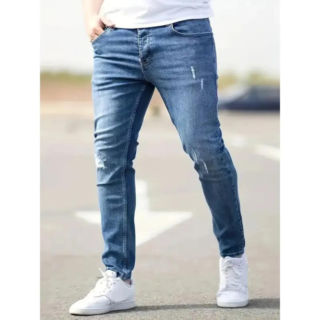 Geraldo | Herren Lässig Zerrissene Hose | Schlanke Passform