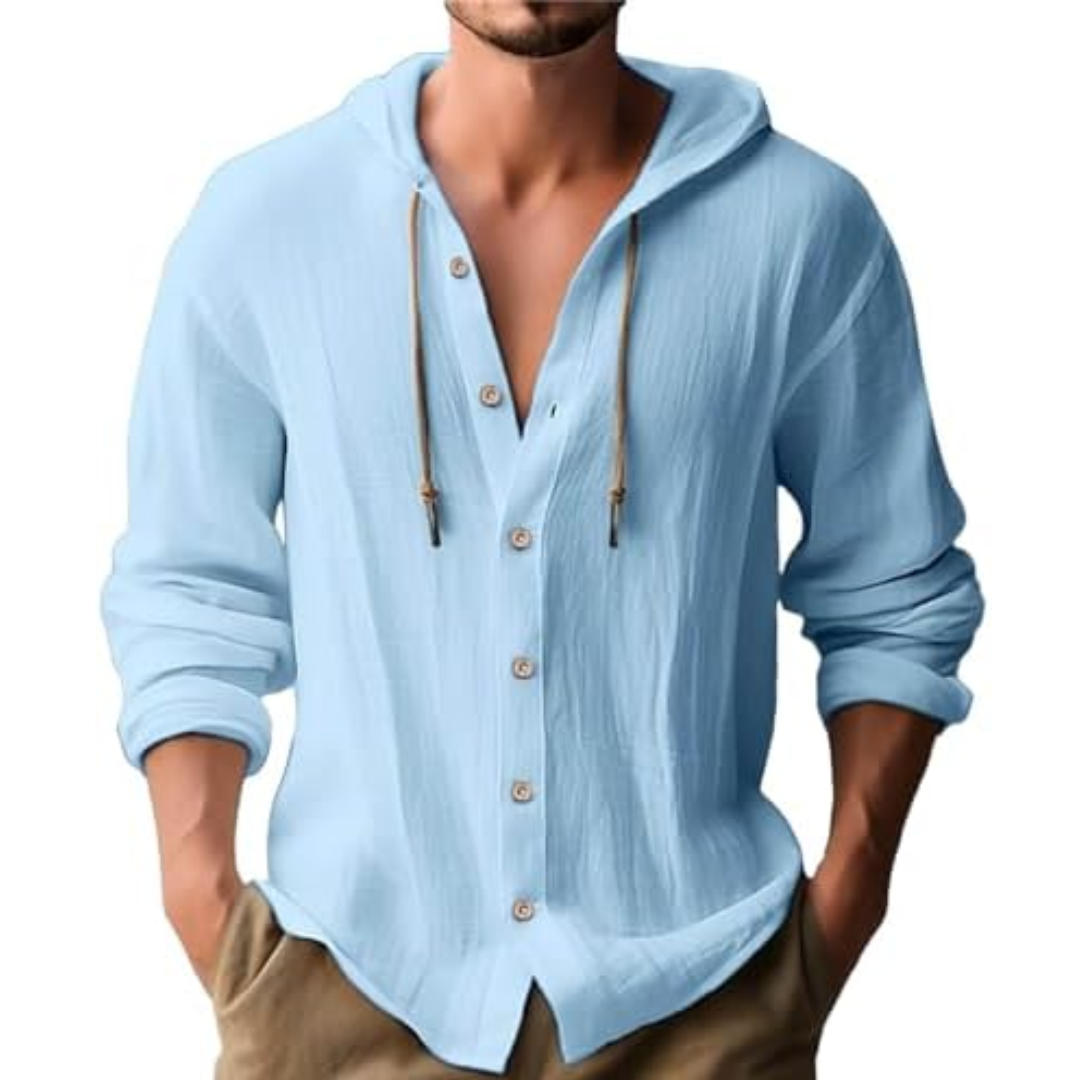 Sevyn | Herren Lässiges Button-Down-Hemd | Mit Kapuze