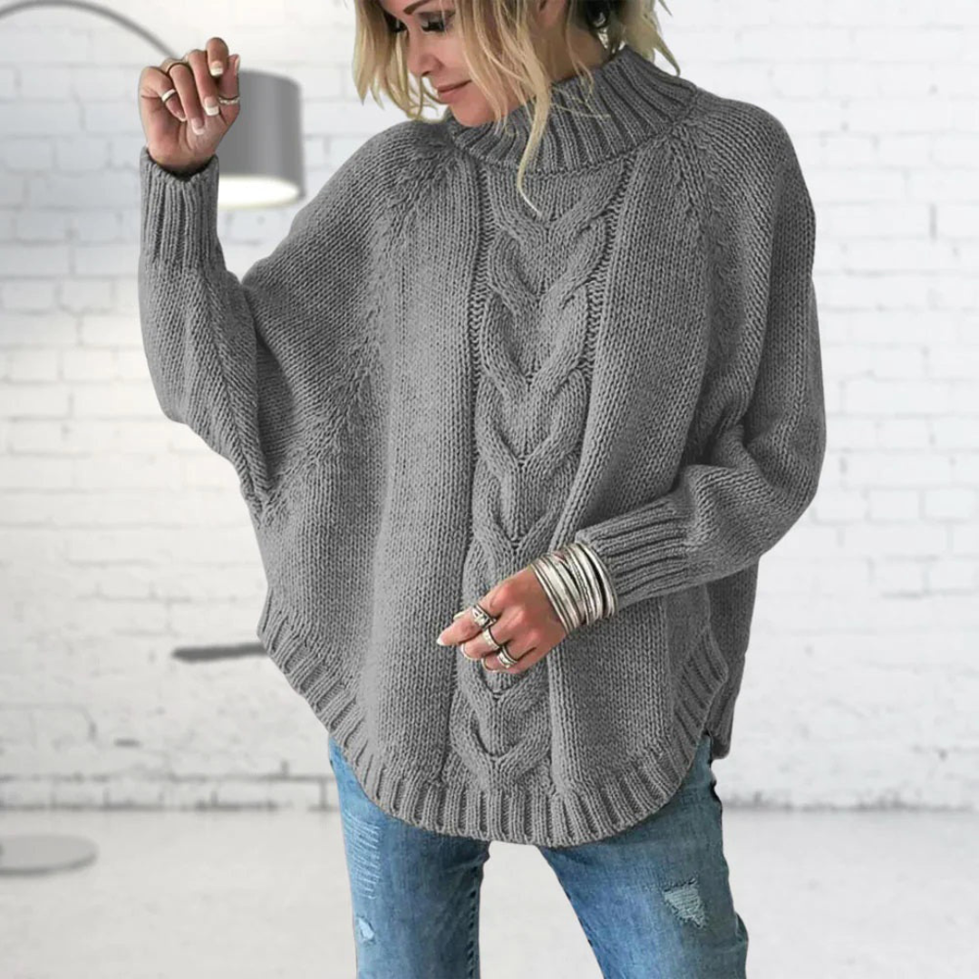 Leyla | Damen Warme Lässiger Strick Pullover | Rollkragen