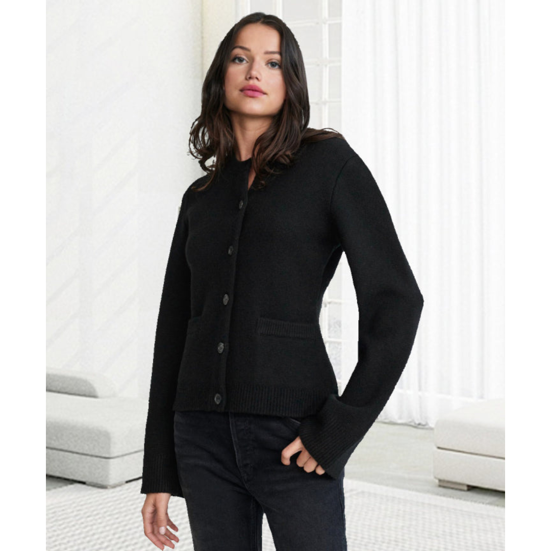 Janiye | Damen Lässig  Knopf Daunen Strickjacke | Warme
