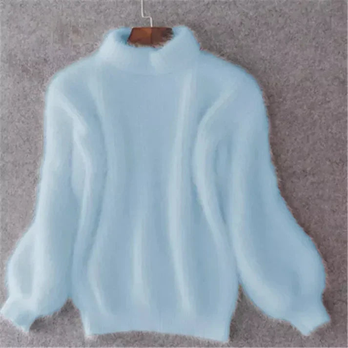 Taylor - Lockerer strickpullover in volltonfarbe – vintage-angora-pullover