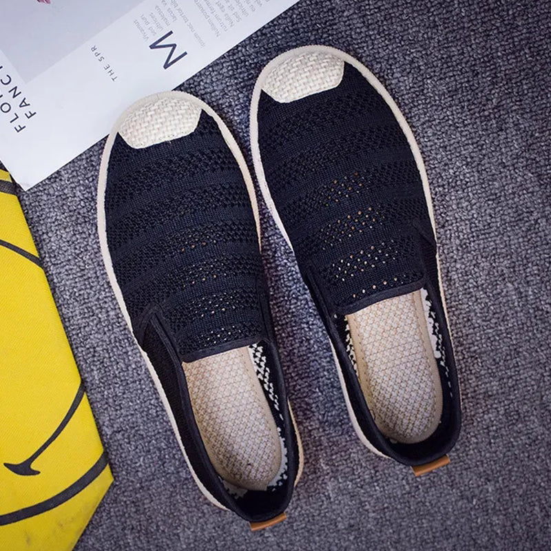 Flache Sohle Canvas Espadrilles mit Seilakzent