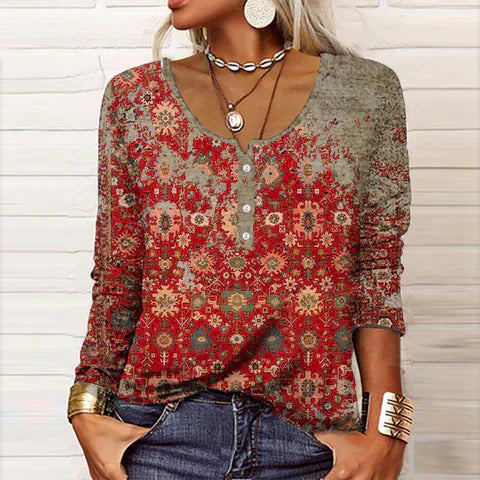 Aleena | Damen Lässiges Blumen Bluse | Langarm