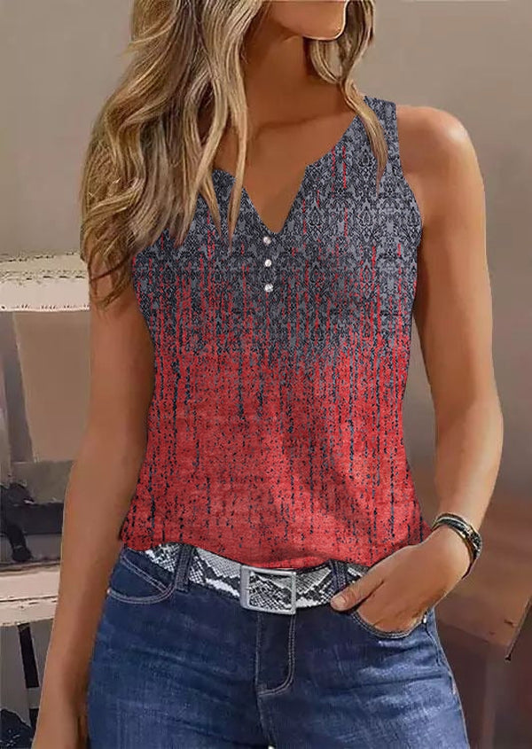 Laila - Ombre Tank-Top mit Regenmuster in Blau und Rot