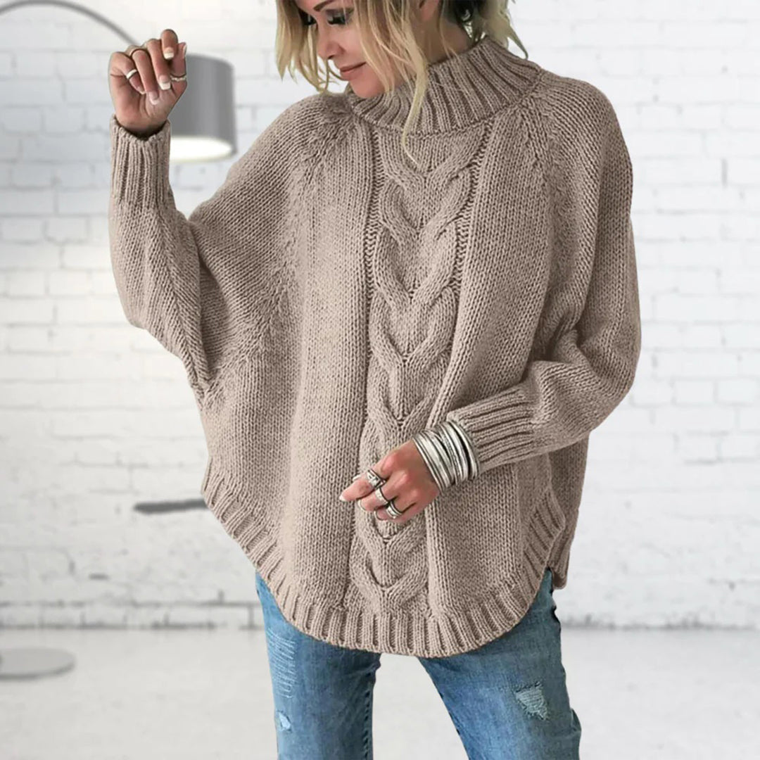 Leyla | Damen Warme Lässiger Strick Pullover | Rollkragen