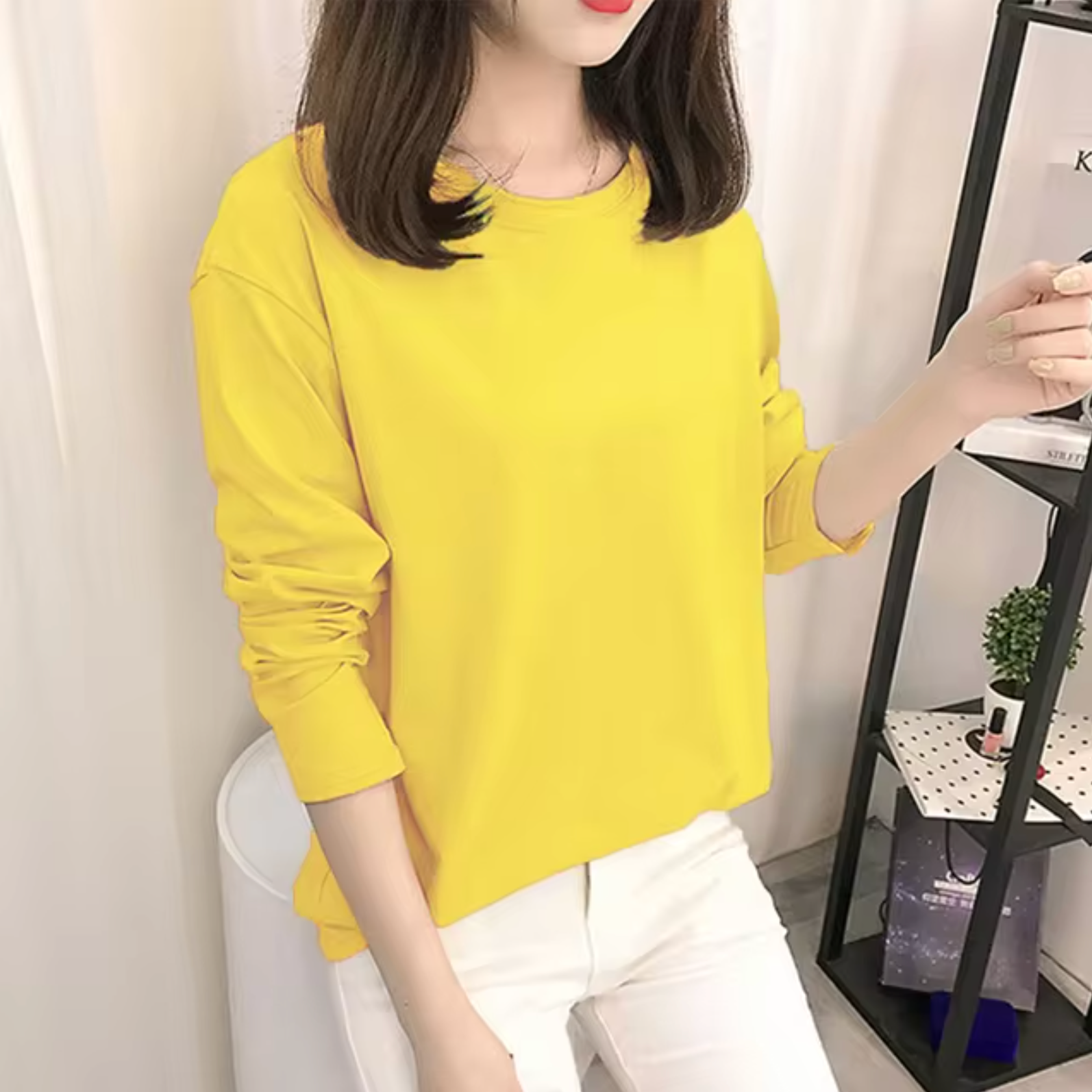 Izabel – Langarmshirt aus Baumwolle mit Rundhalsausschnitt
