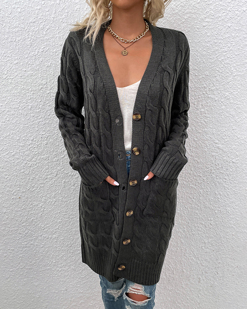﻿PureKnit – Langärmelige Strickjacke in Unifarbe
