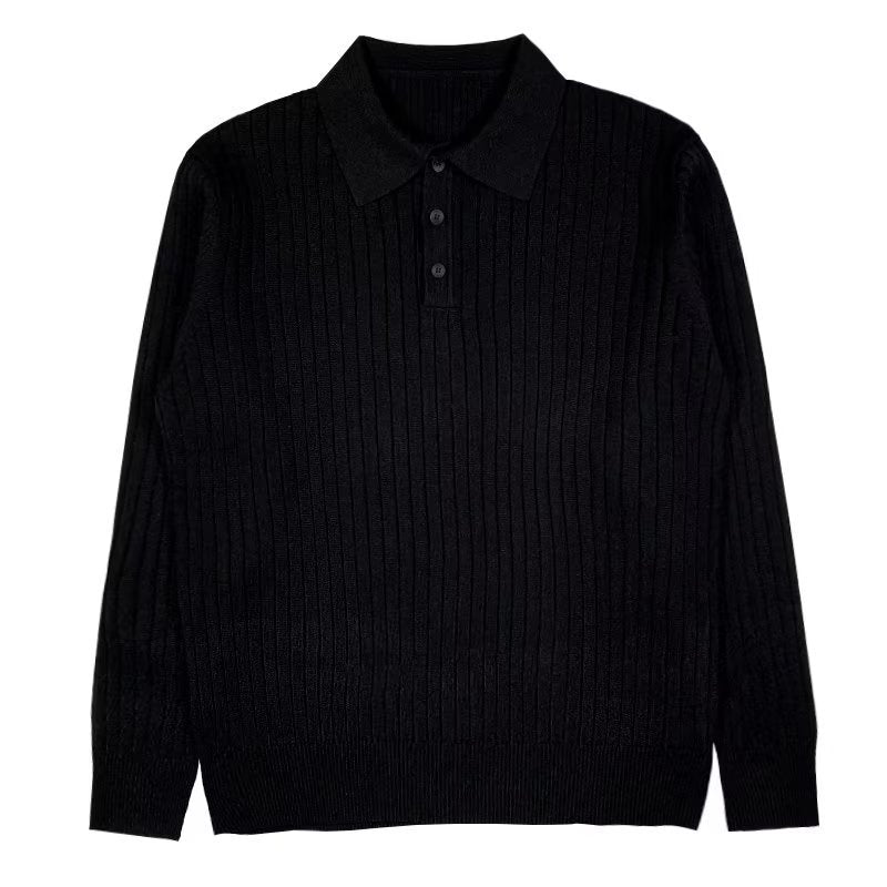 Chris - Geripptes langärmeliges Poloshirt