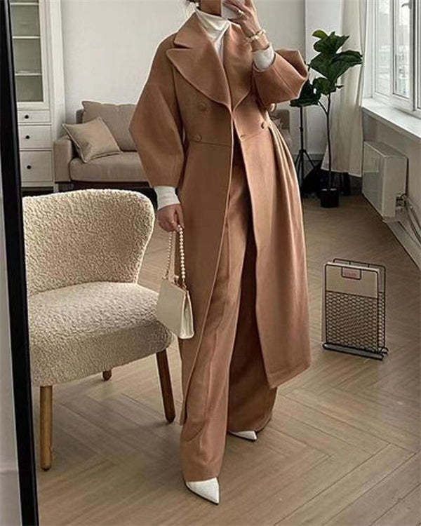 ﻿RetroLuxe – Vintage Wollmantel mit Laternenärmeln und Revers