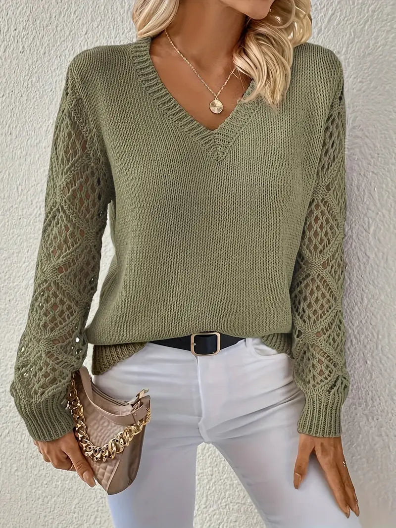 Isabella – Einfarbiger hohlpullover für den frühling