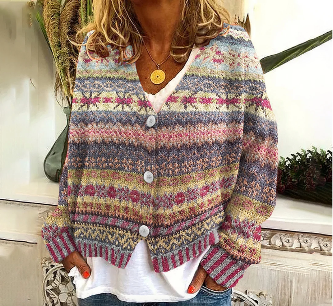 Kara - Pullover im Vintage Cardigan-Stil
