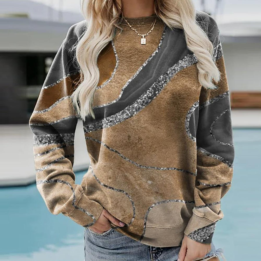 Pearlyn | Damen Stylischer Aprikosen Pullover | Lang