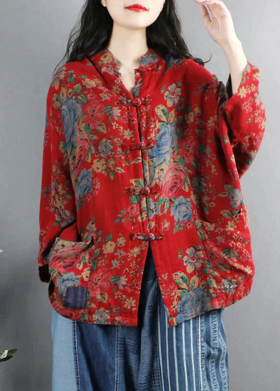 ﻿RedDynasty – Mäntel im chinesischen Stil mit rotem Print