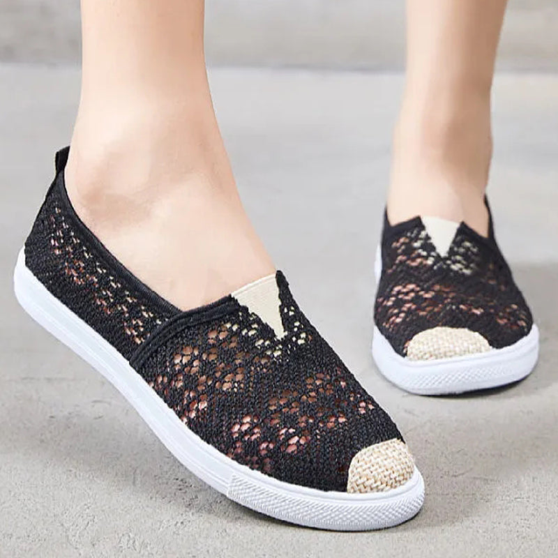 Flache Sohle Canvas Espadrilles mit Seilakzent