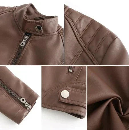 Ellianna | Damen Lässiges Motorrad Jacke | Reißverschluss