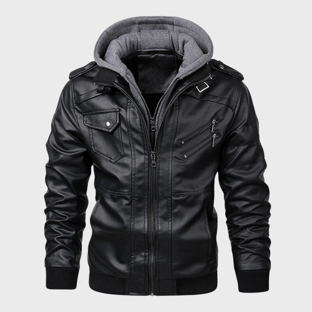 LederKapuze – Lederjacke mit Kapuze