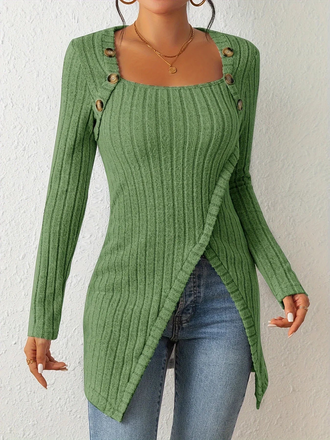 Assymetrisch gerippter Pullover - Jane