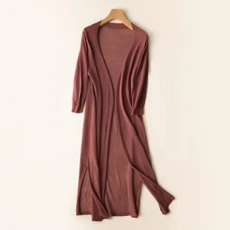 Kargaret | Elegante leichte lange Strickjacke