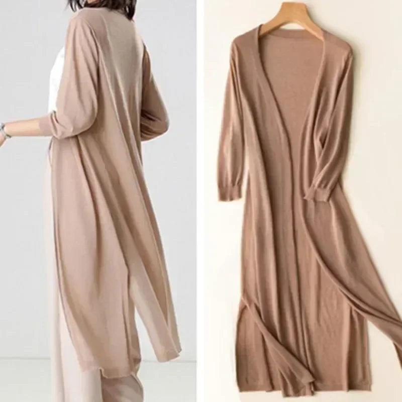 Kargaret | Elegante leichte lange Strickjacke