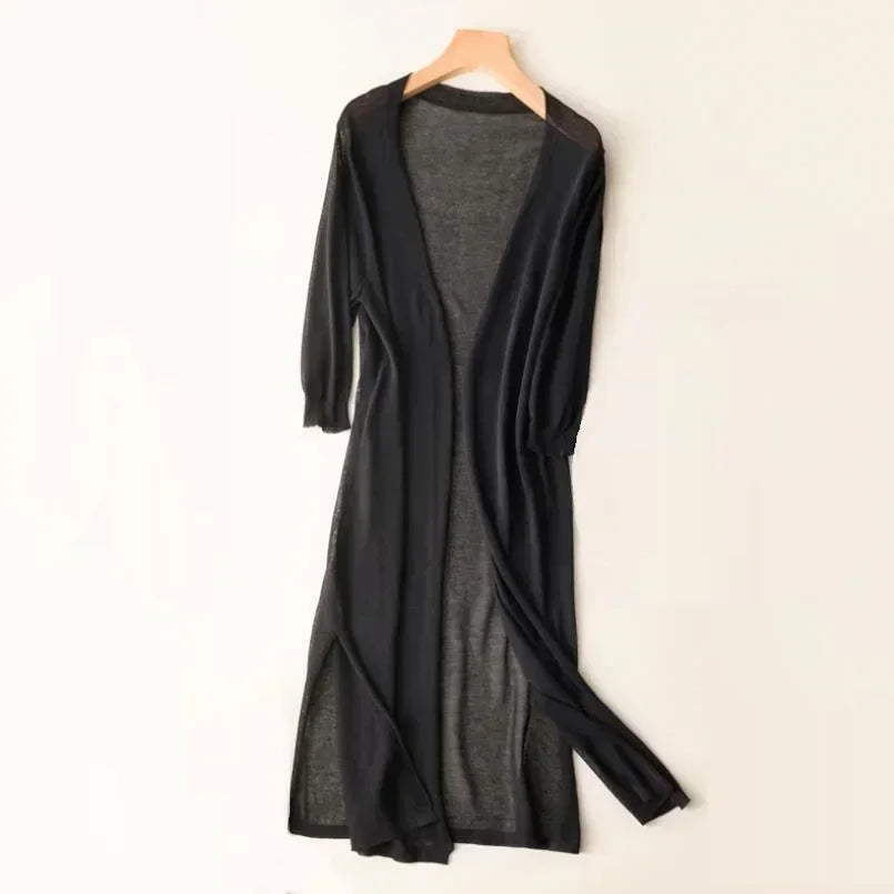 Kargaret | Elegante leichte lange Strickjacke