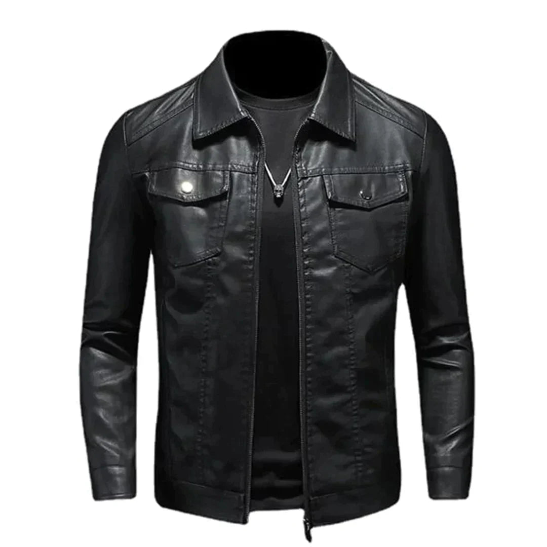 Bernardo | Herren Klassisches Motorrad Jacke | Schwarz