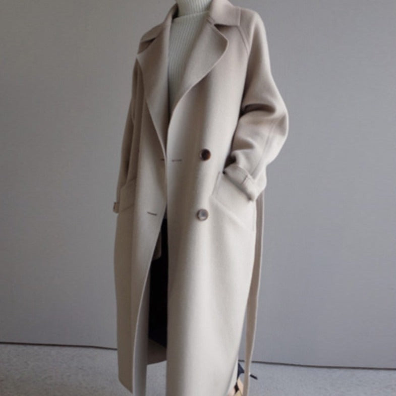 Adalee | Damen Winter Lang Trench Mantel |  Taillen Gürtel