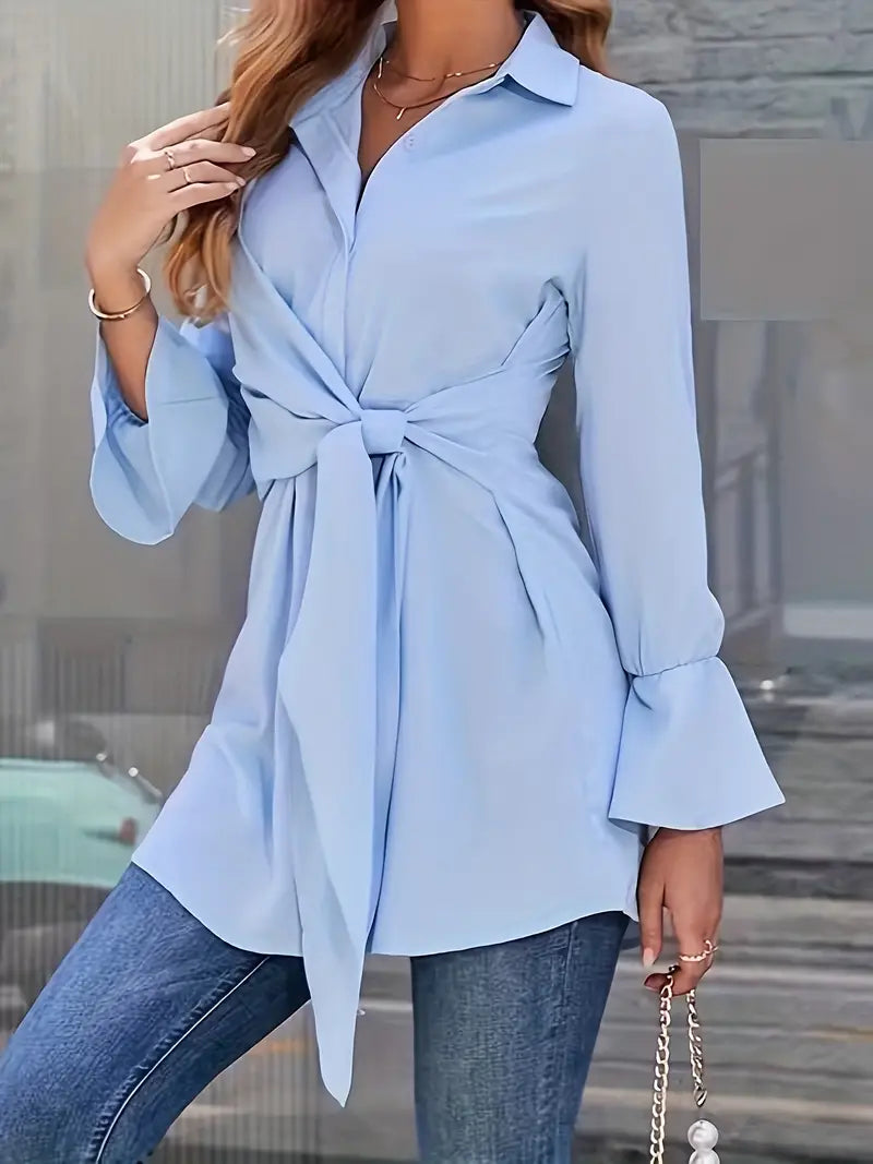 Fretzy | Damen Elegante Polo Bluse | Langarm