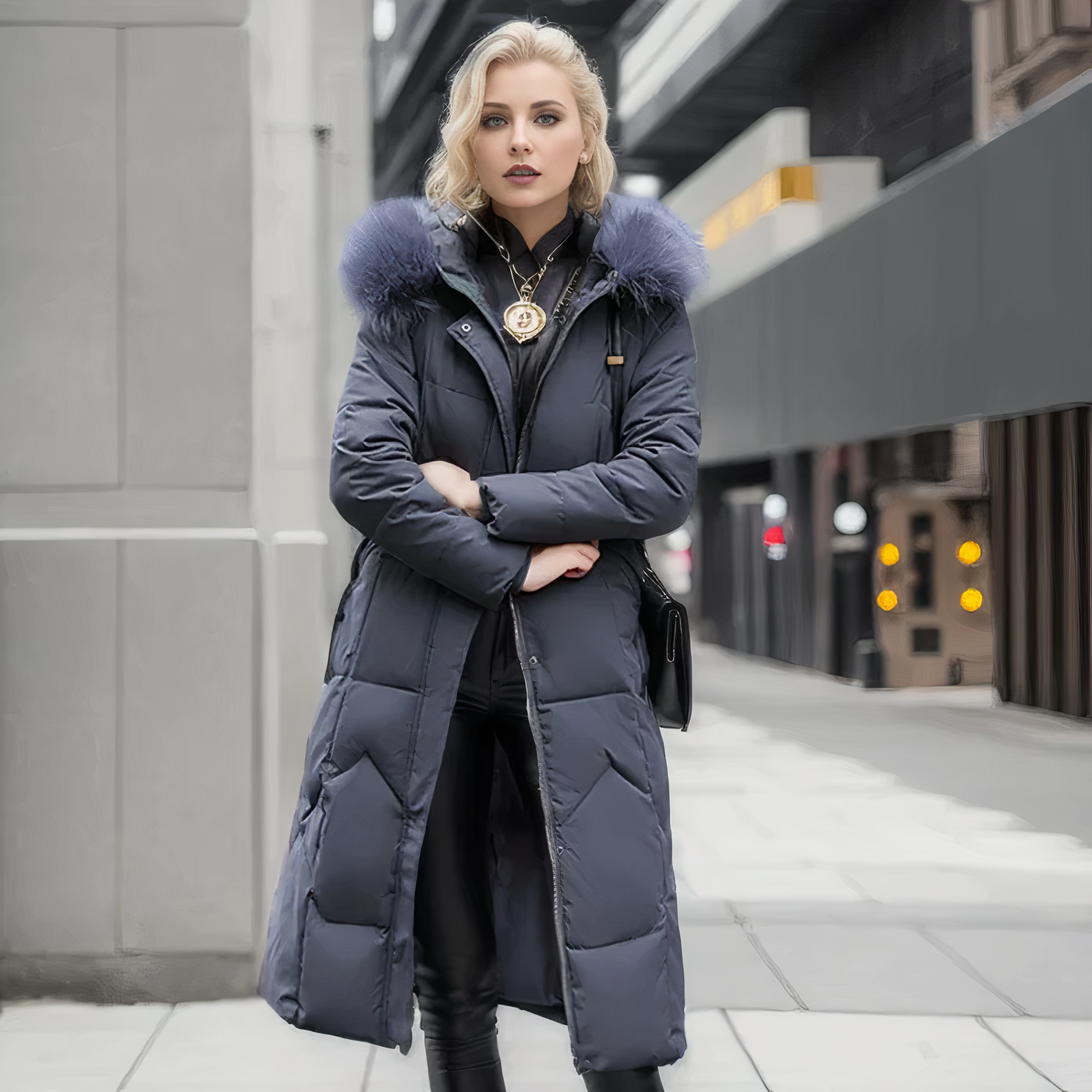 WinterStern - Eleganter Mittellanger Parka mit Verdeckter Kapuze